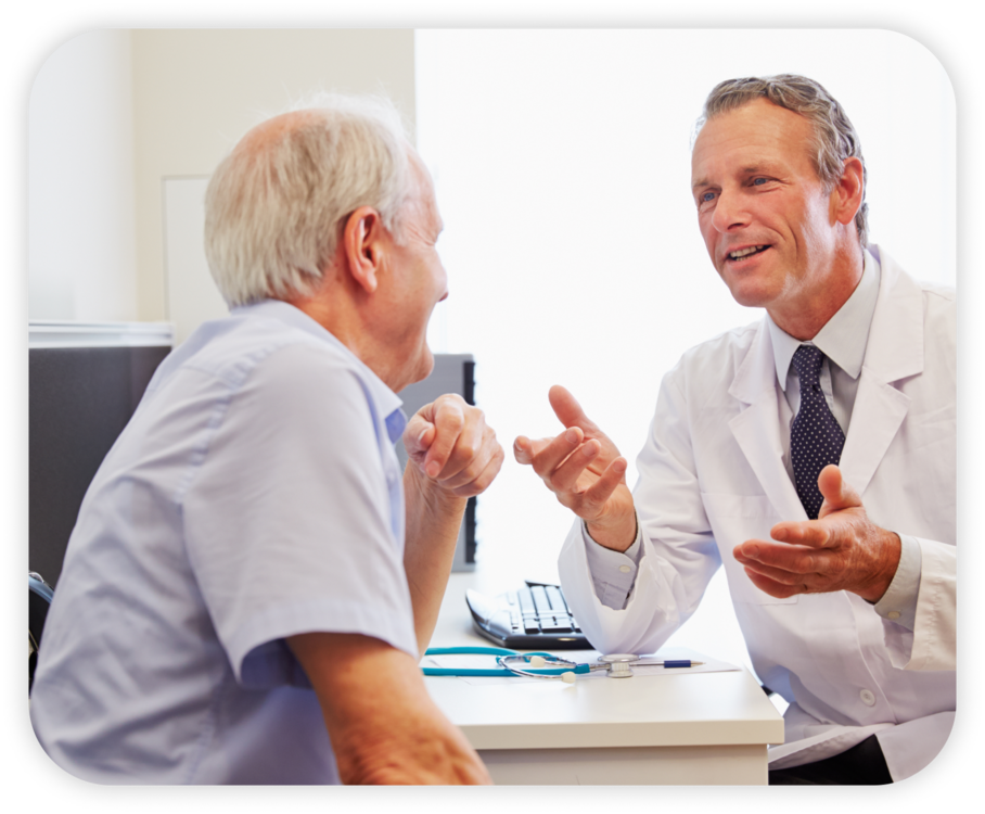 Doctor and a patient conversing.